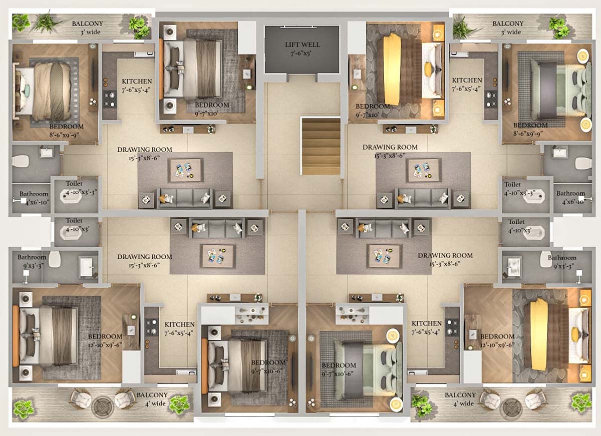 tulip tower 2 bhk floor plan